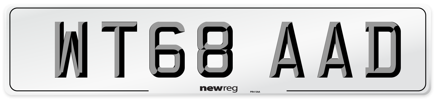 WT68 AAD Number Plate from New Reg